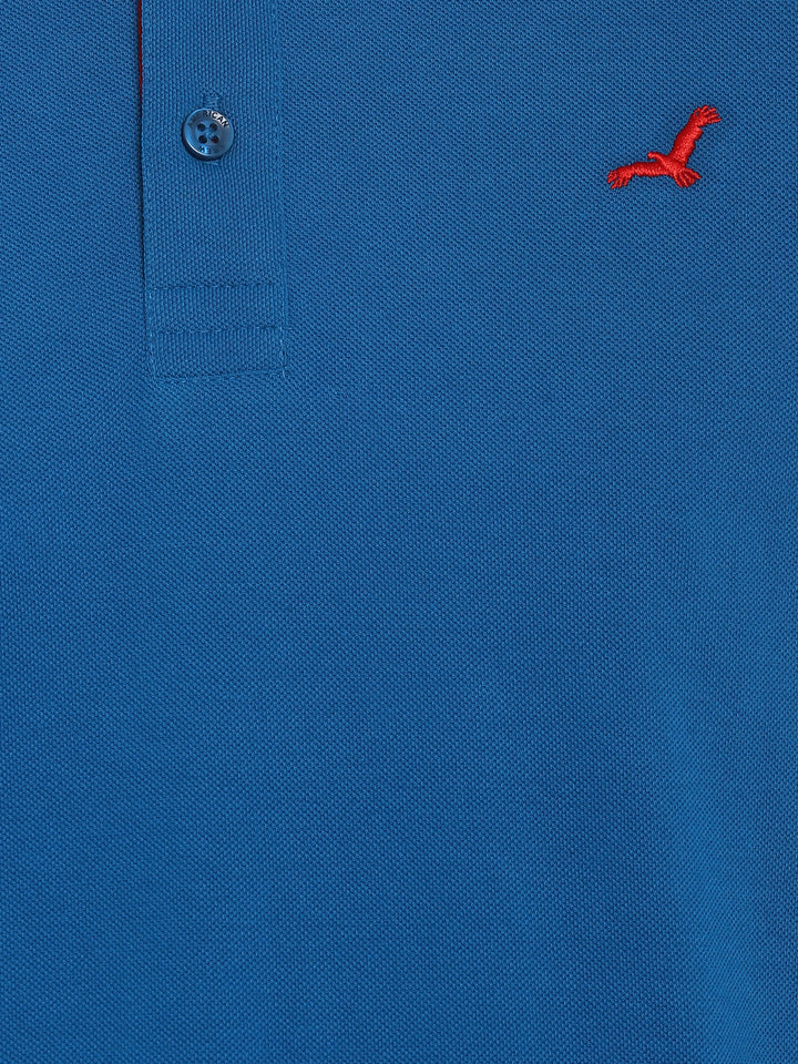 Full Sleeves Polo Collar T-Shirt for Men - Mykonos Blue