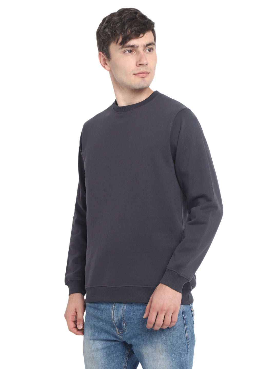 Round Neck Sweatshirt For Men - Carbon