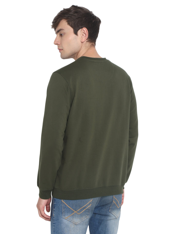 Round Neck Sweatshirt For Men - Dark Olive