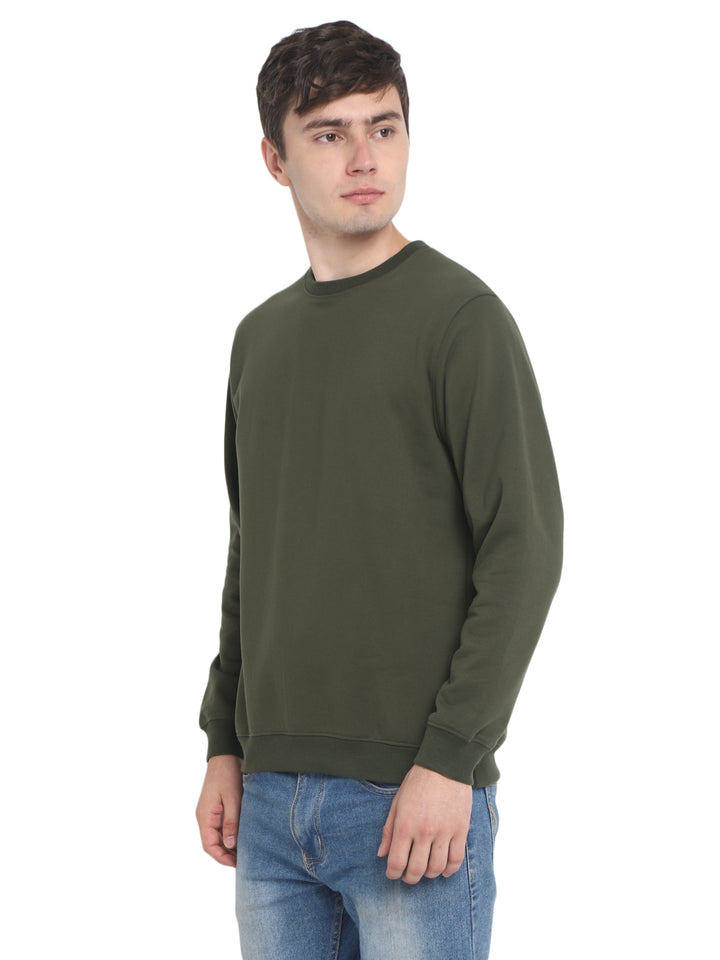 Round Neck Sweatshirt For Men - Dark Olive