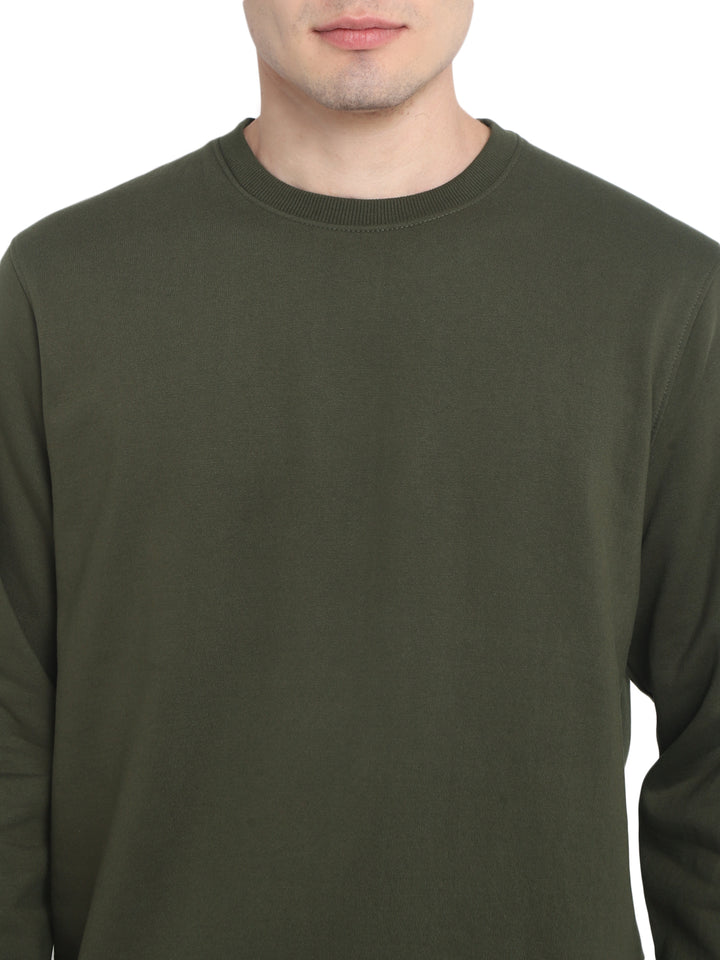 Round Neck Sweatshirt For Men - Dark Olive