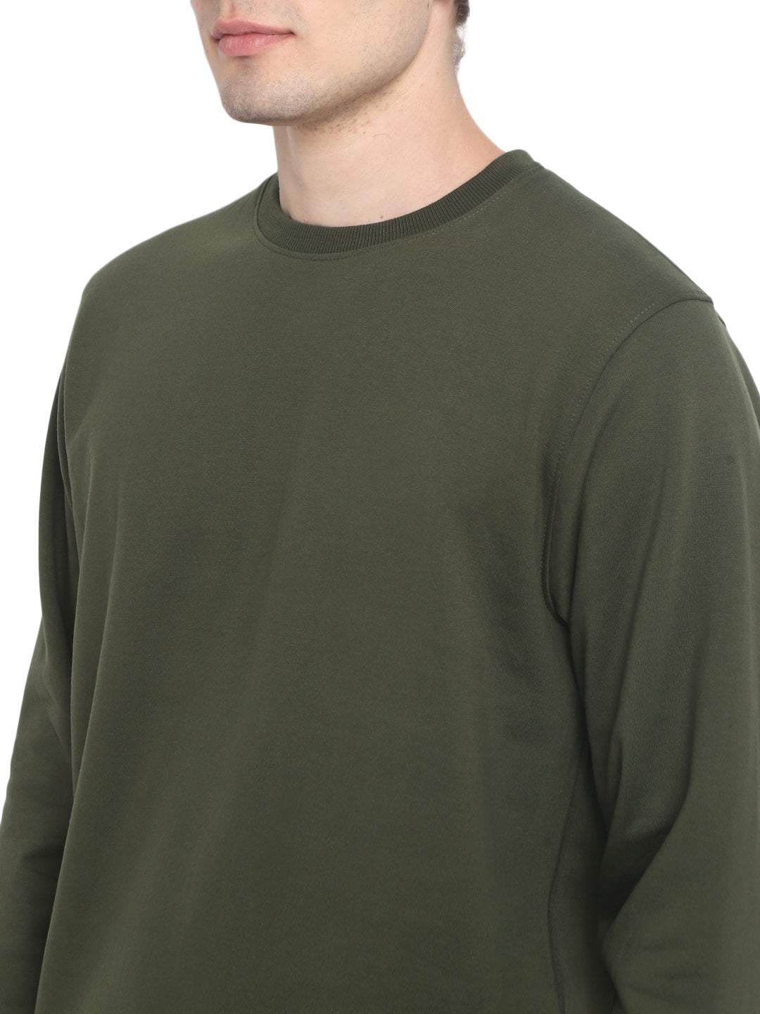 Round Neck Sweatshirt For Men - Dark Olive