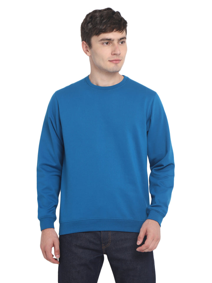 Round Neck Sweatshirt For Men - Mykonos Blue