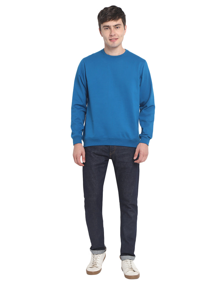 Round Neck Sweatshirt For Men - Mykonos Blue