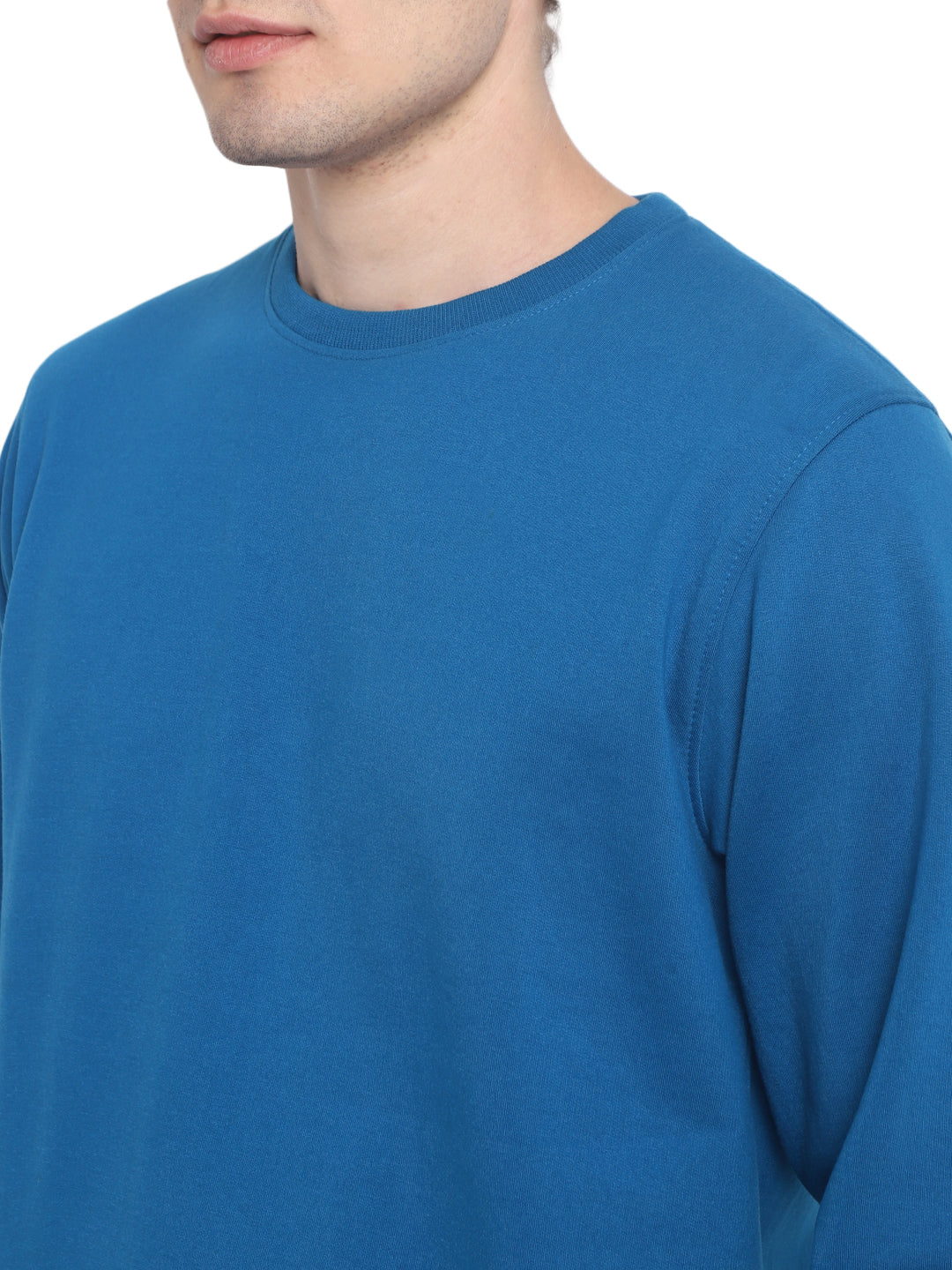 Round Neck Sweatshirt For Men - Mykonos Blue