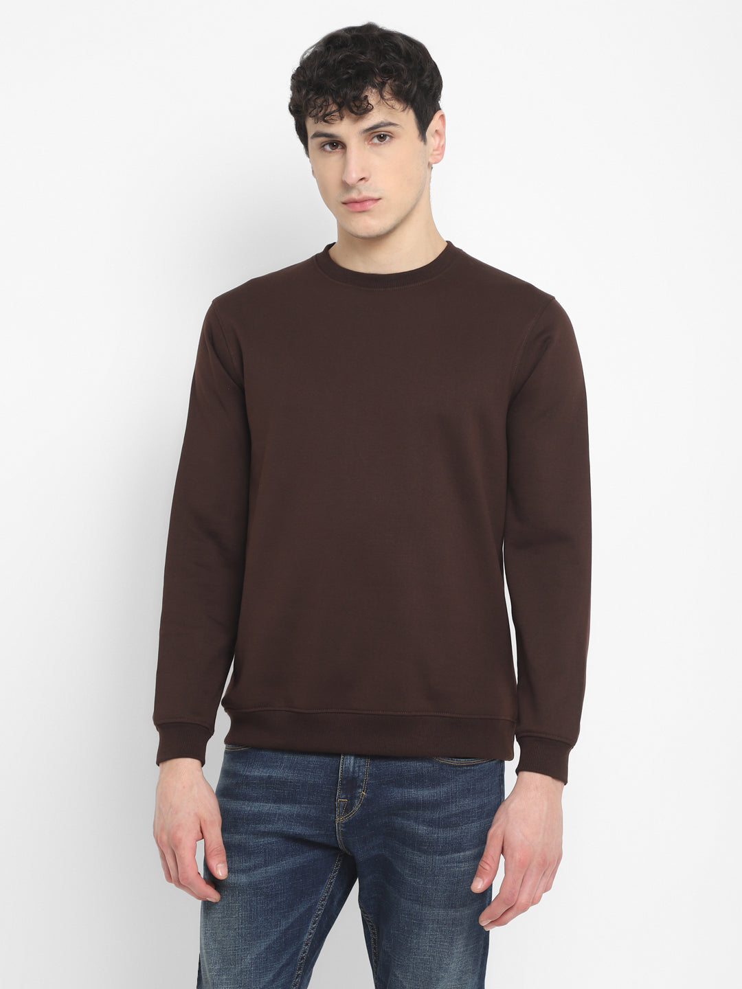 Round Neck Sweatshirt For Men - Chocolate Plum