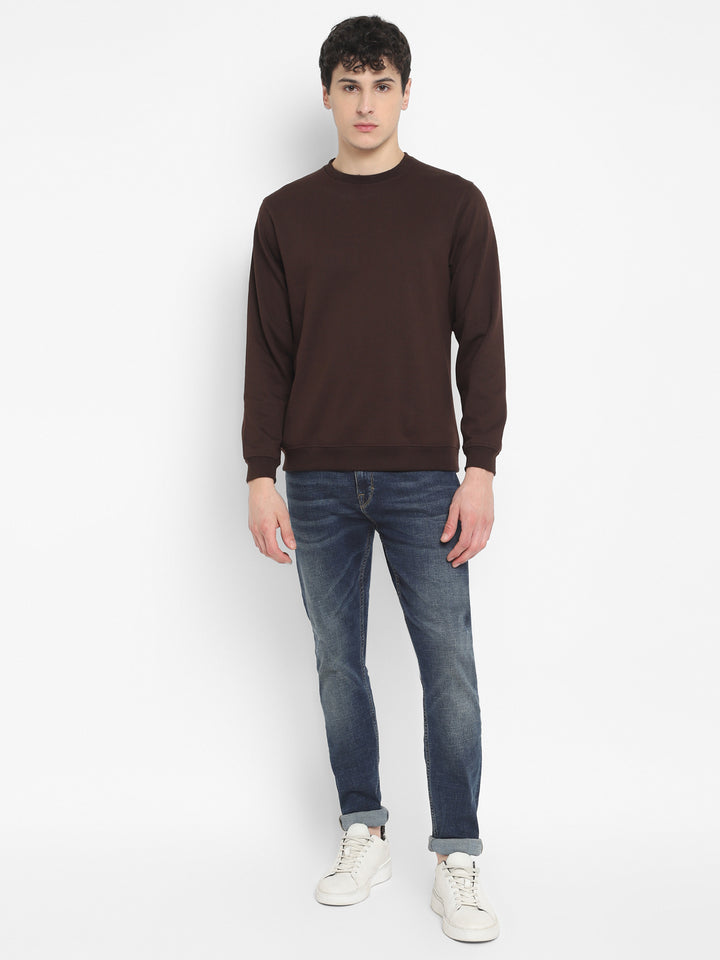 Round Neck Sweatshirt For Men - Chocolate Plum