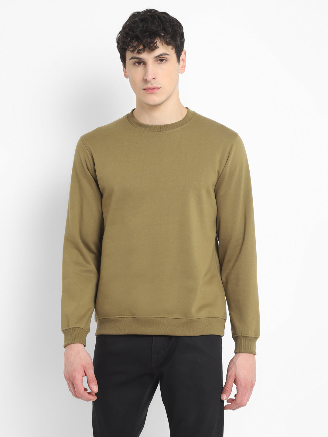 Round Neck Sweatshirt For Men - Martini Olive