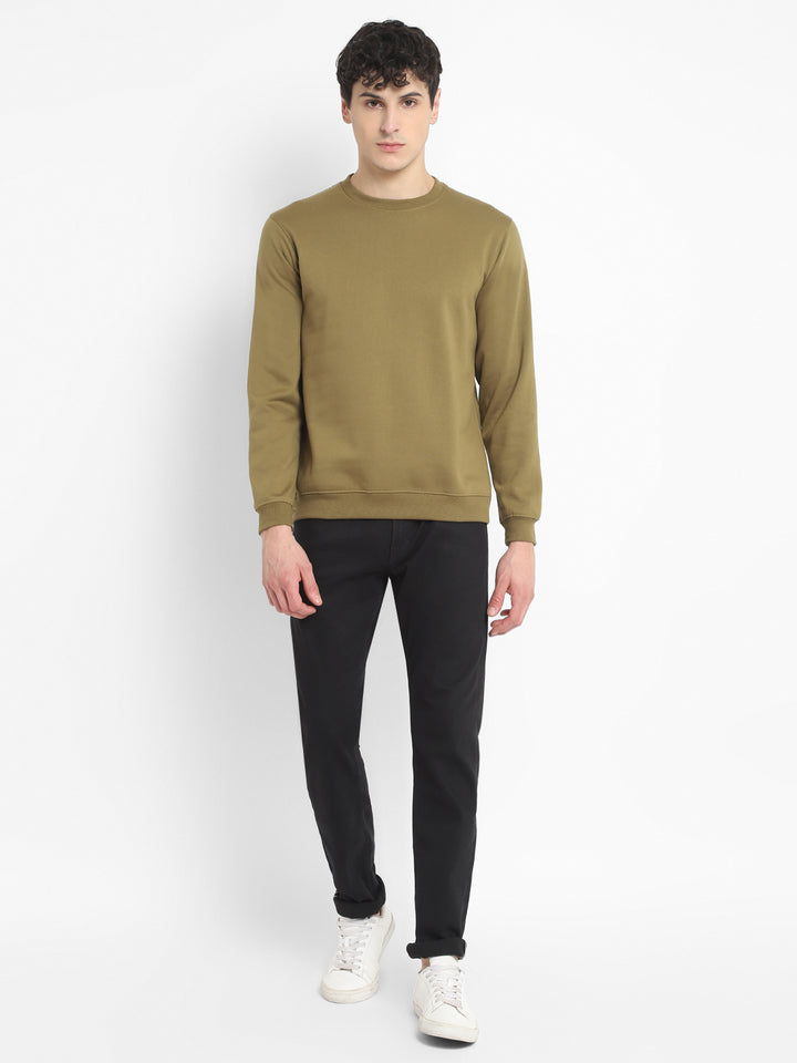 Round Neck Sweatshirt For Men - Martini Olive