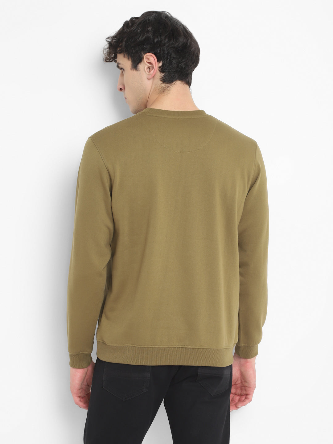 Round Neck Sweatshirt For Men - Martini Olive