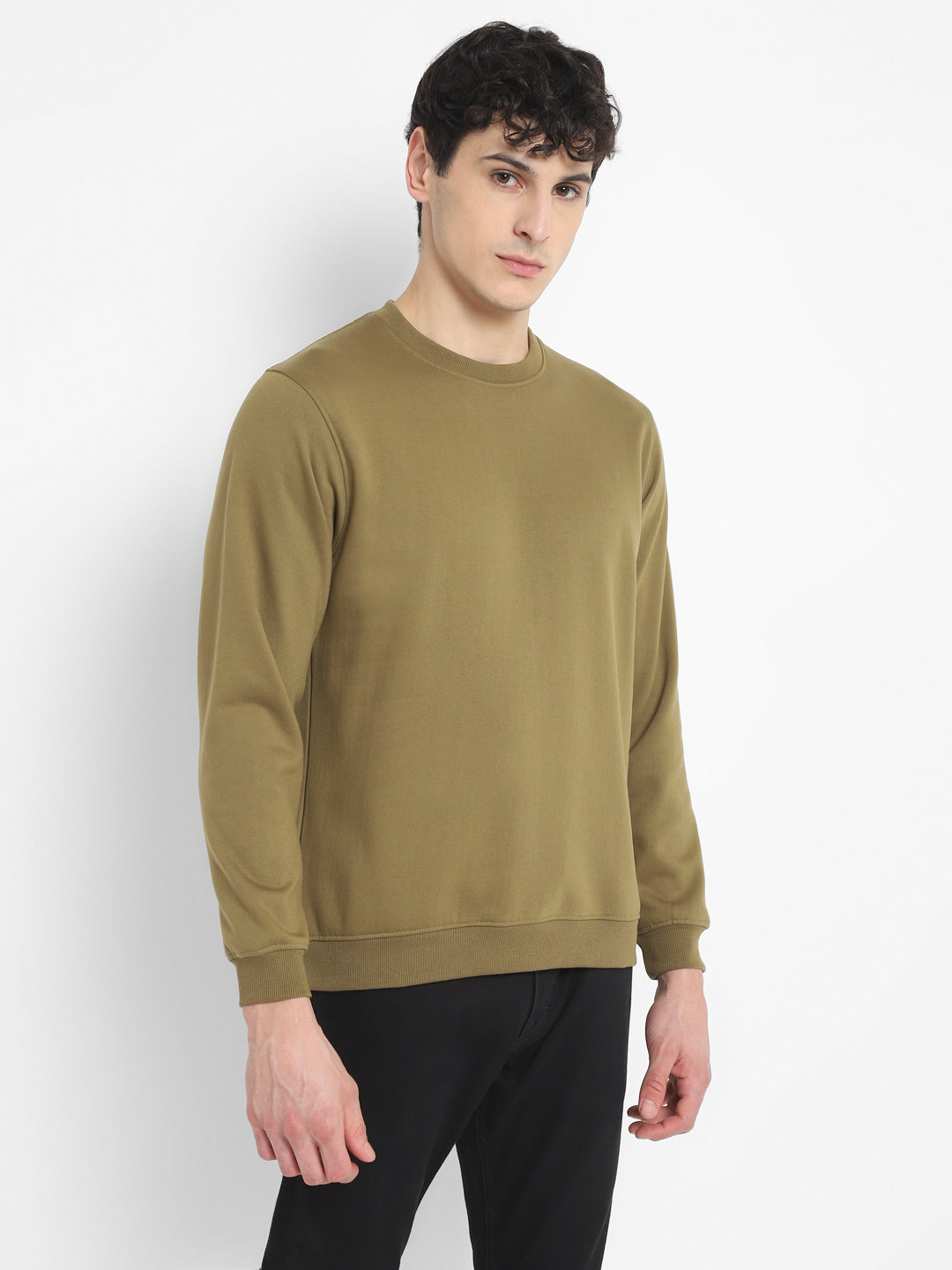 Round Neck Sweatshirt For Men - Martini Olive