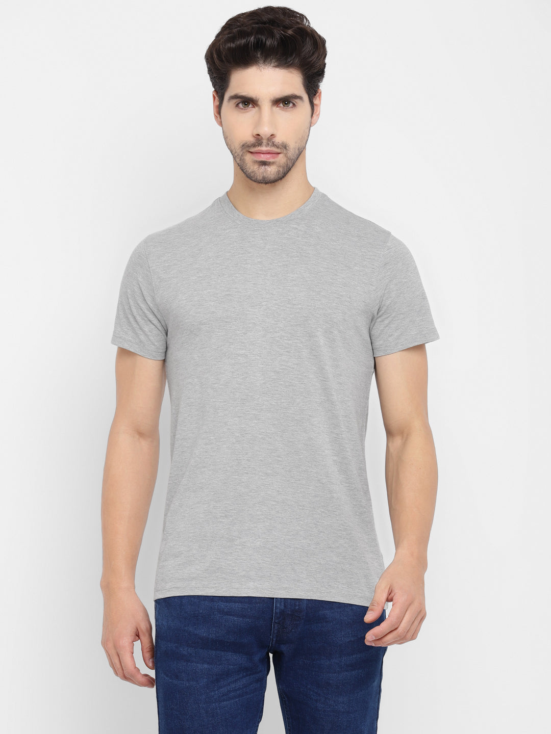 Round Neck T-Shirt for Men Grey Melange (CLEARANCE NO EXCHANGE NO RETURN)