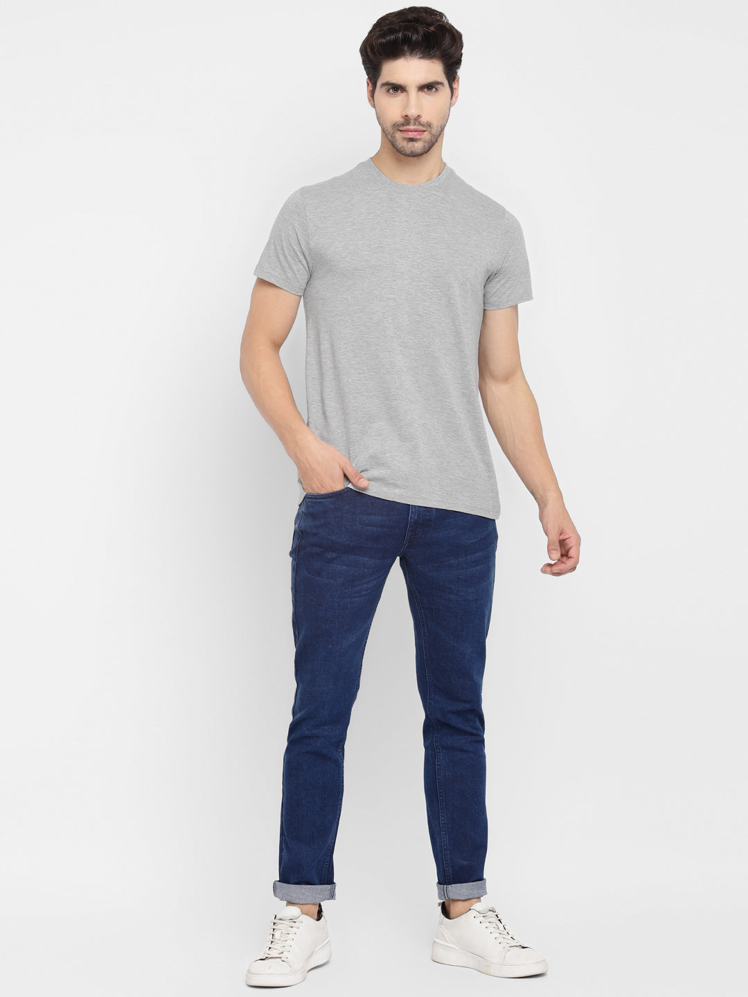 Round Neck T-Shirt for Men Grey Melange (CLEARANCE NO EXCHANGE NO RETURN)