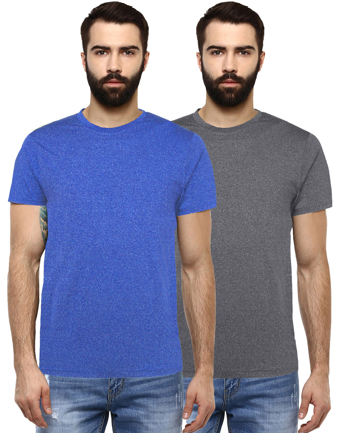 Men's Regular Fit T-Shirt (Pack of 2) - Royal Blue & Charcoal Grey