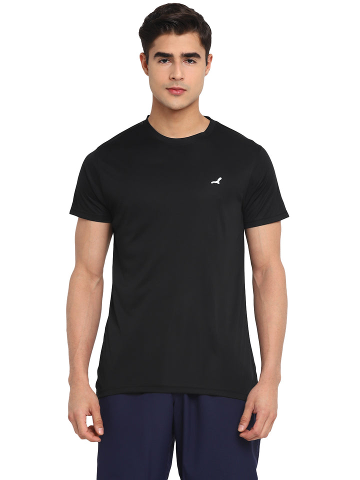 Round Neck Sports Active Wear T-Shirts for Men - Black