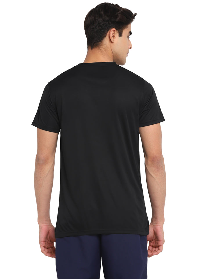 Round Neck Sports Active Wear T-Shirts for Men - Black