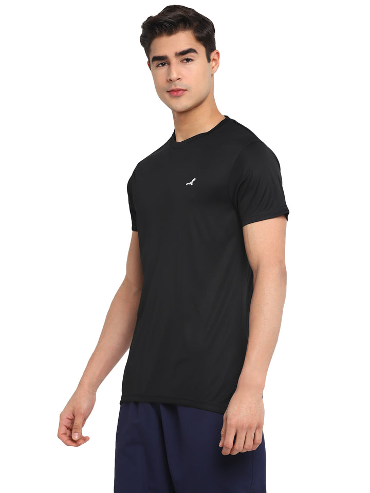 Round Neck Sports Active Wear T-Shirts for Men - Black