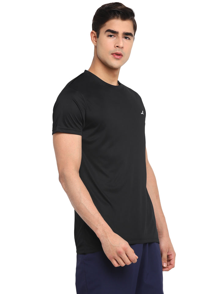 Round Neck Sports Active Wear T-Shirts for Men - Black