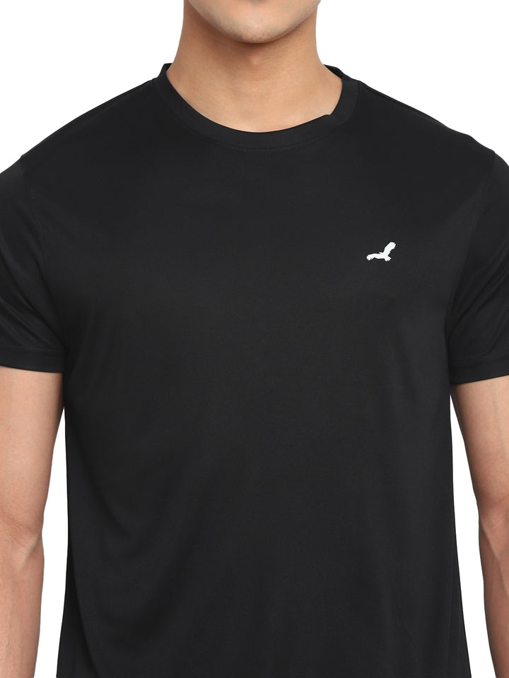 Round Neck Sports Active Wear T-Shirts for Men - Black
