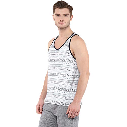 Crew Neck Printed Sleeves Vest For Men - White & Grey (No Exchange No Return)