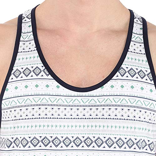 Crew Neck Printed Sleeves Vest For Men - White & Grey (No Exchange No Return)