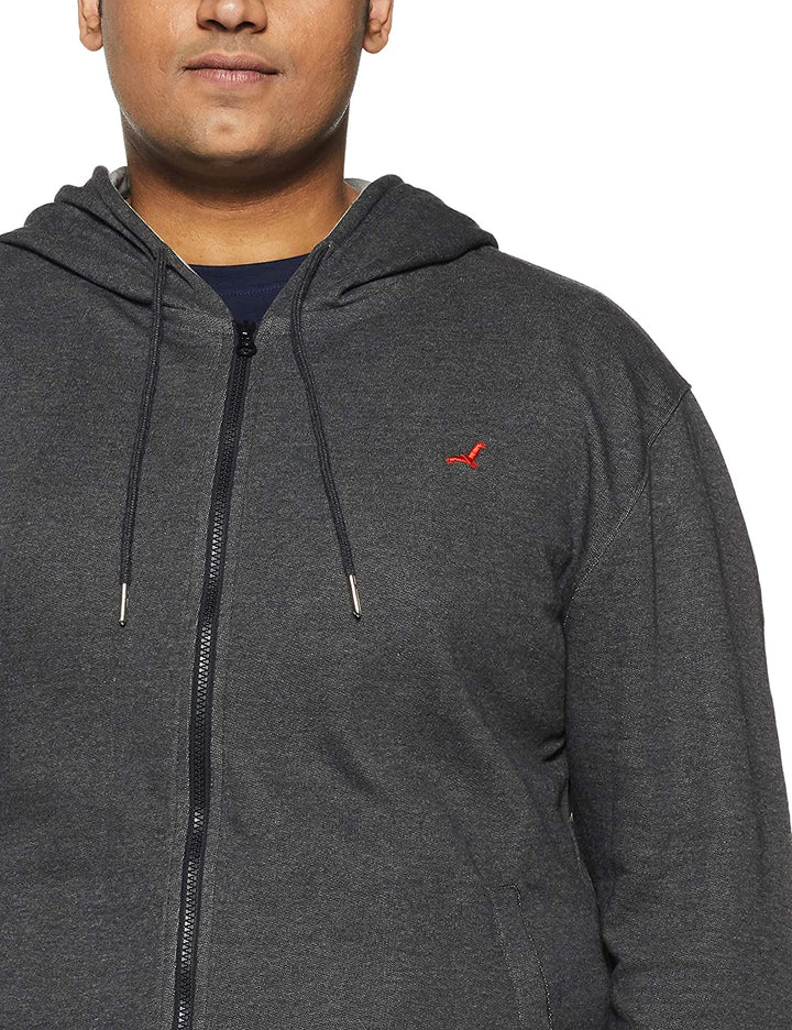 Men's Zipper Hoodie Jacket with Contrast Inner Hood- (No Exchange No Return)