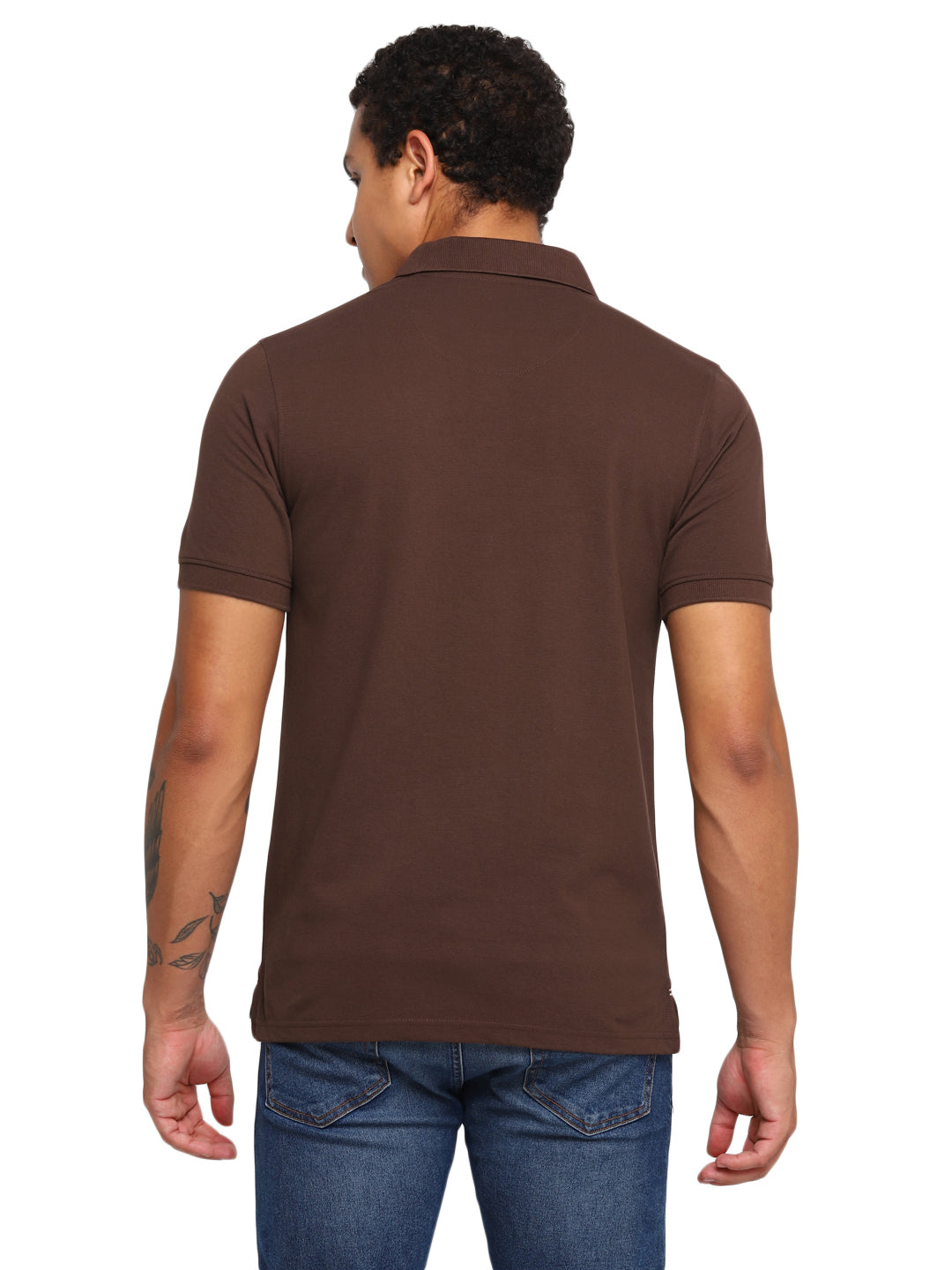 Polo Collar T-Shirt for Men with Pocket - Dark Brown