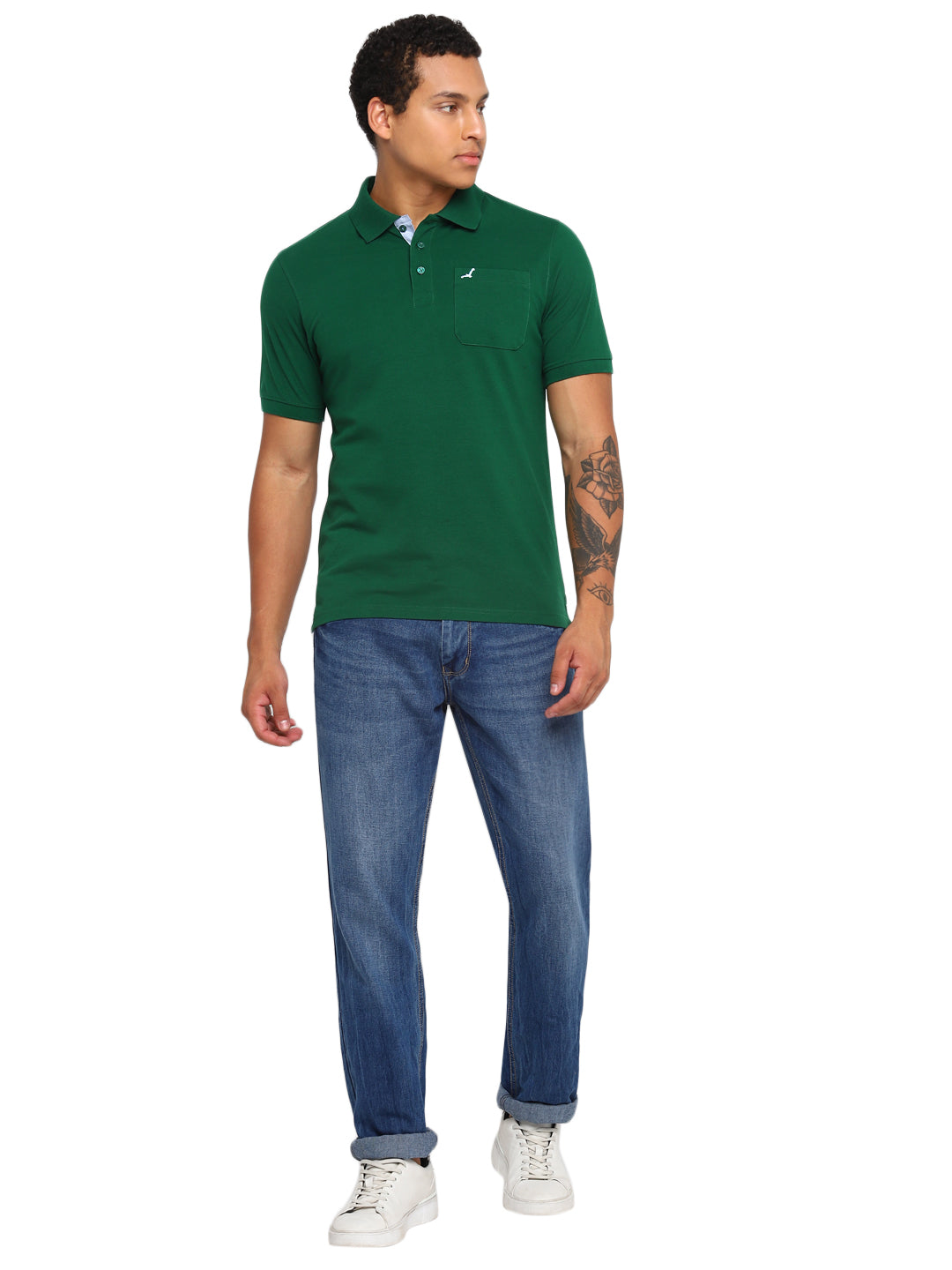Polo Collar T-Shirt for Men with Pocket - Dark Green