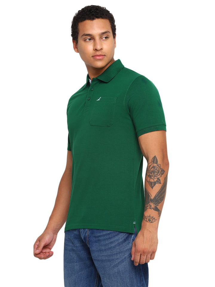 Polo Collar T-Shirt for Men with Pocket - Dark Green