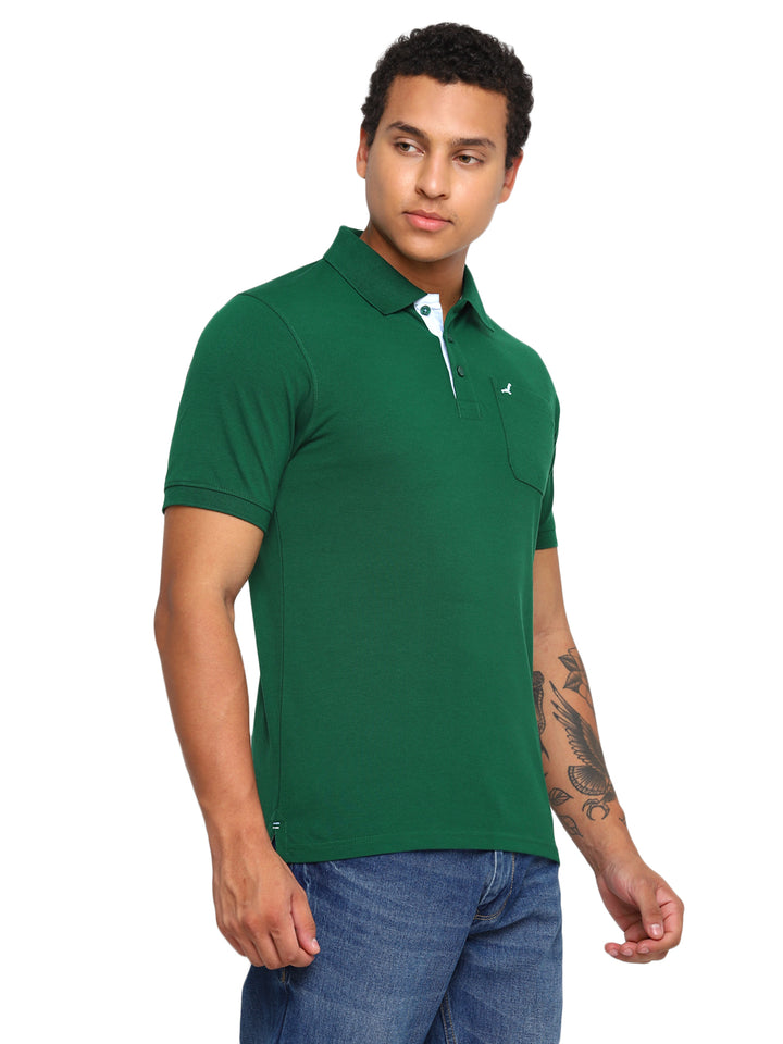 Polo Collar T-Shirt for Men with Pocket - Dark Green