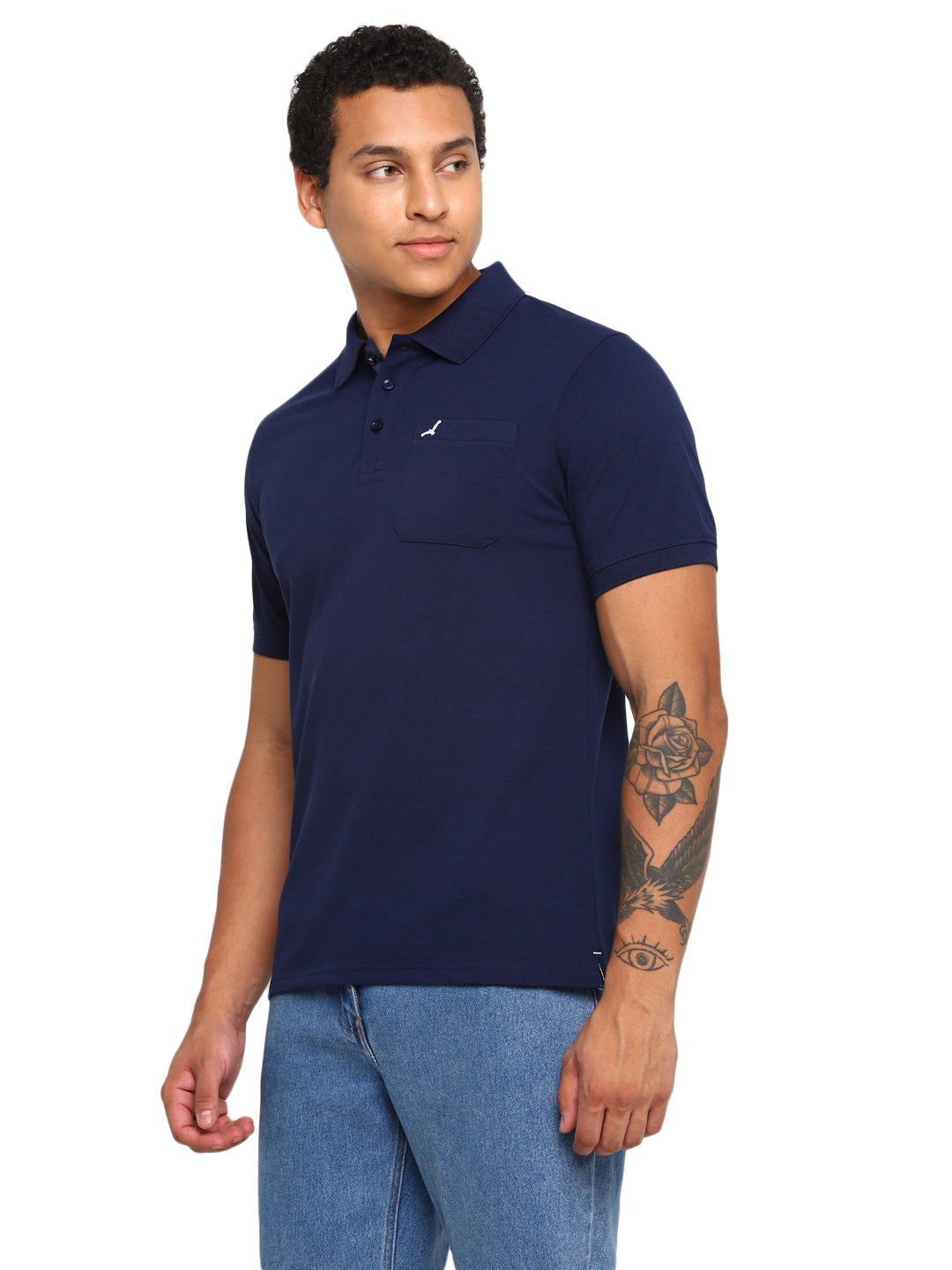 Polo Collar T-Shirt for Men with Pocket - Navy Blue