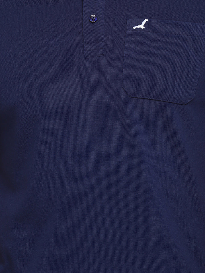 Polo Collar T-Shirt for Men with Pocket - Navy Blue