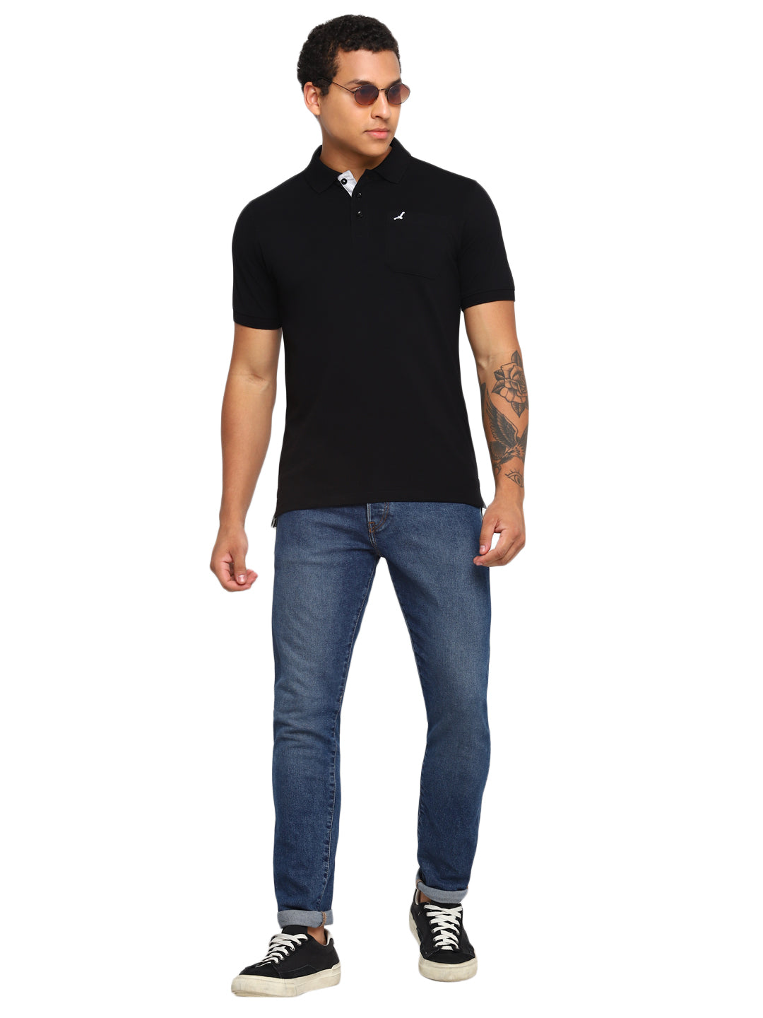 Polo Collar T-Shirt for Men with Pocket - Black