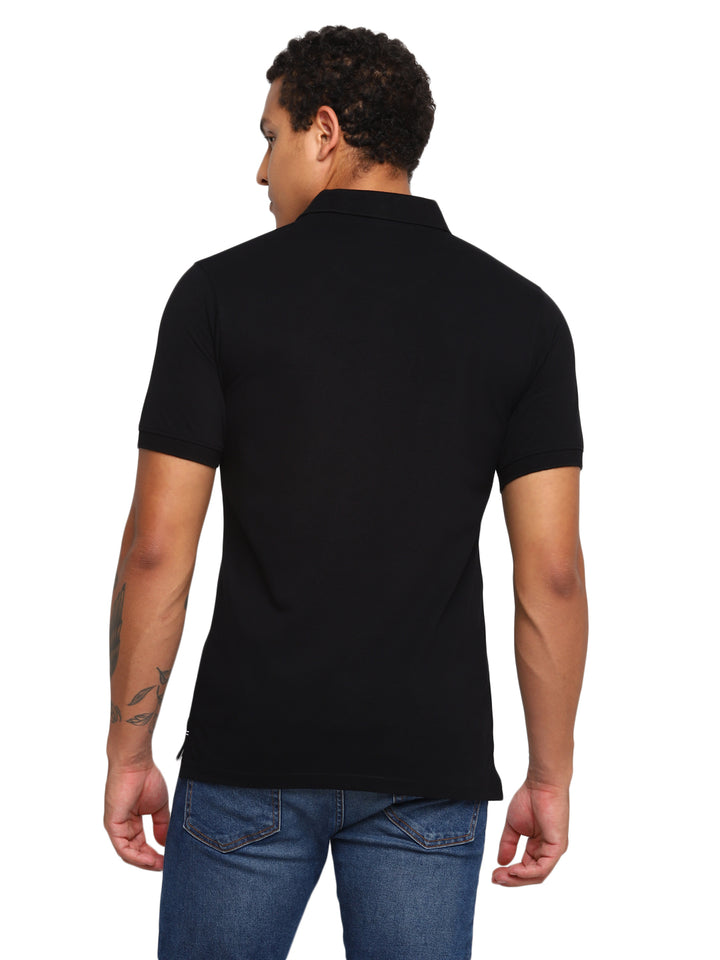 Polo Collar T-Shirt for Men with Pocket - Black