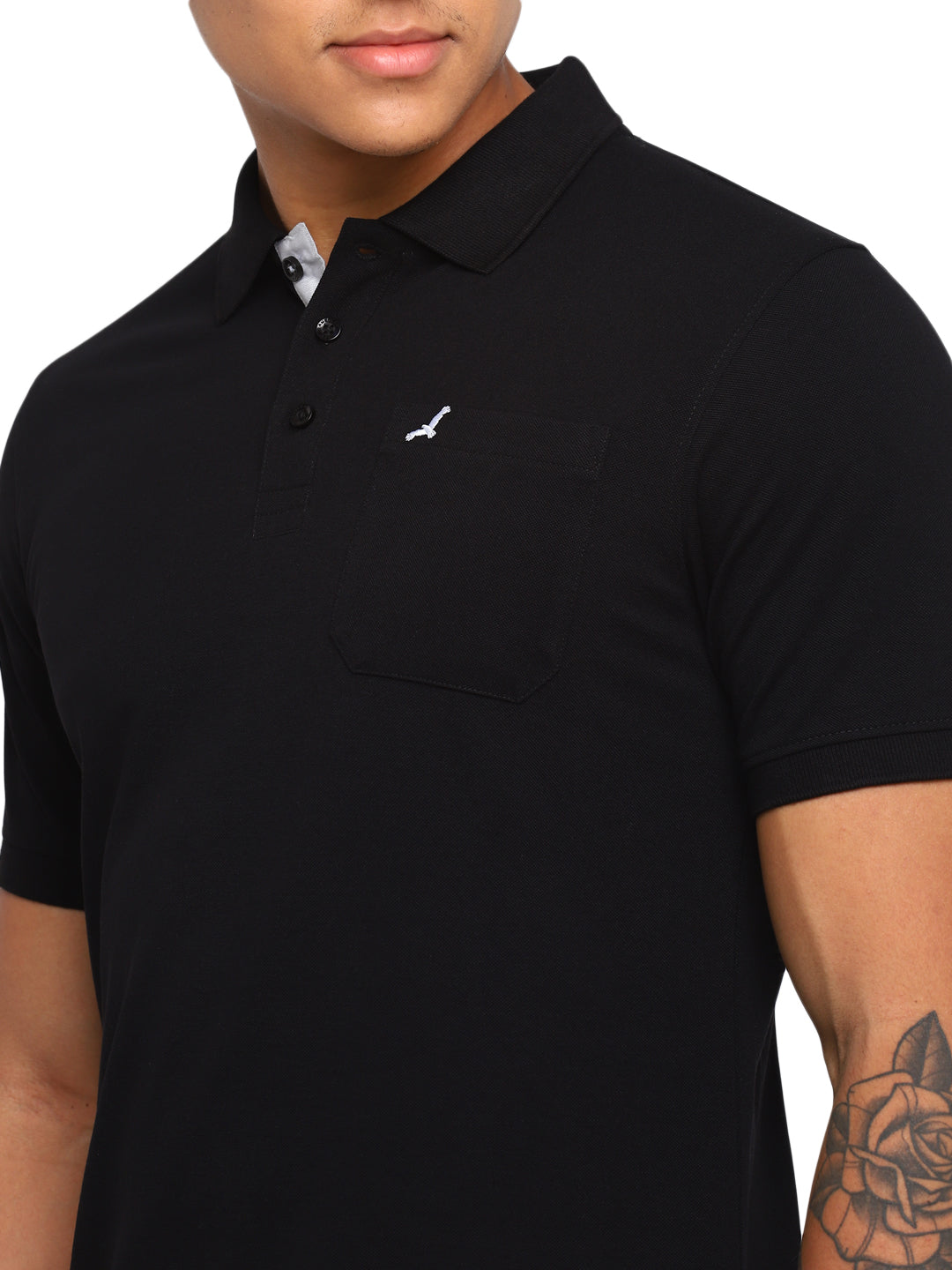 Polo Collar T-Shirt for Men with Pocket - Black
