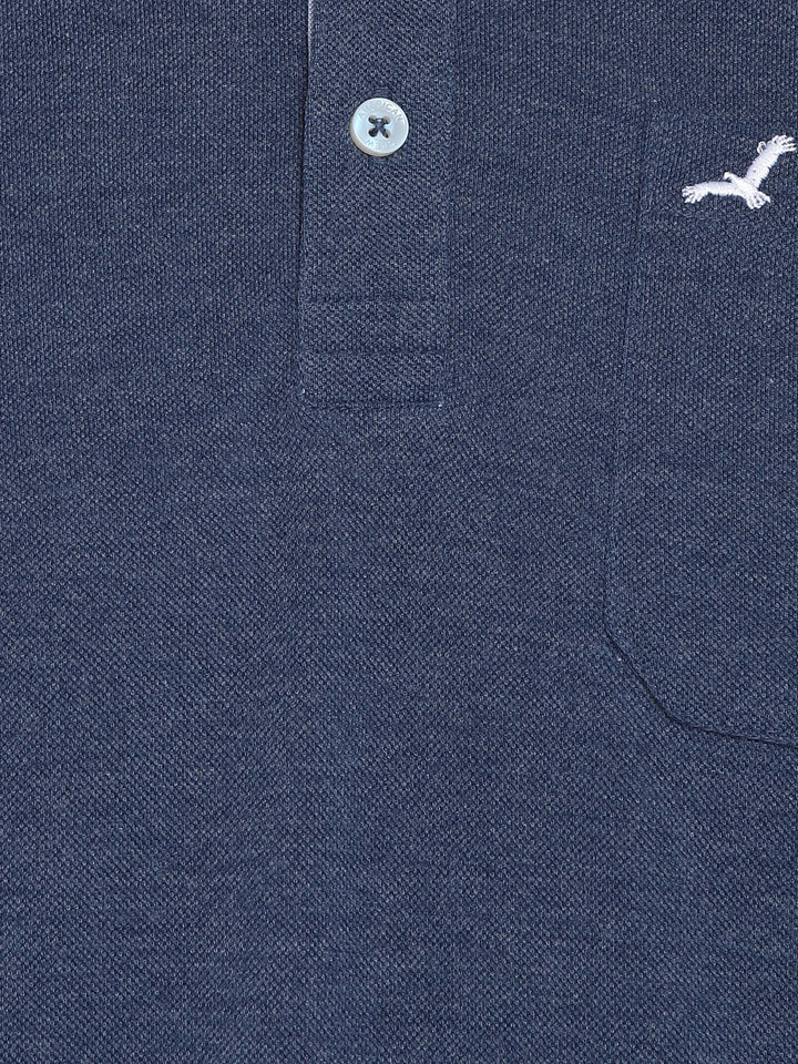 Polo Collar T-Shirt for Men with Pocket - Blue Melange