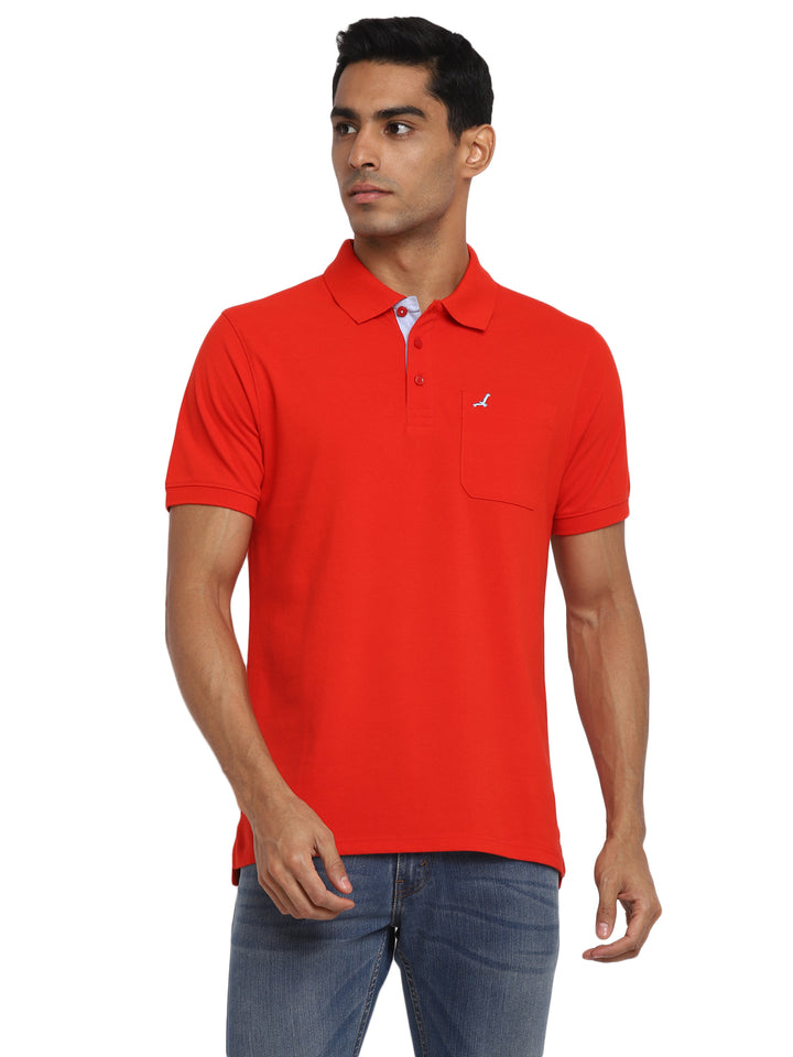 Polo Collar T-Shirt for Men with Pocket - Red