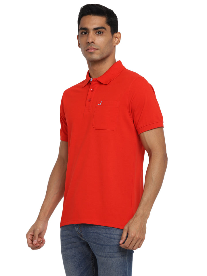 Polo Collar T-Shirt for Men with Pocket - Red