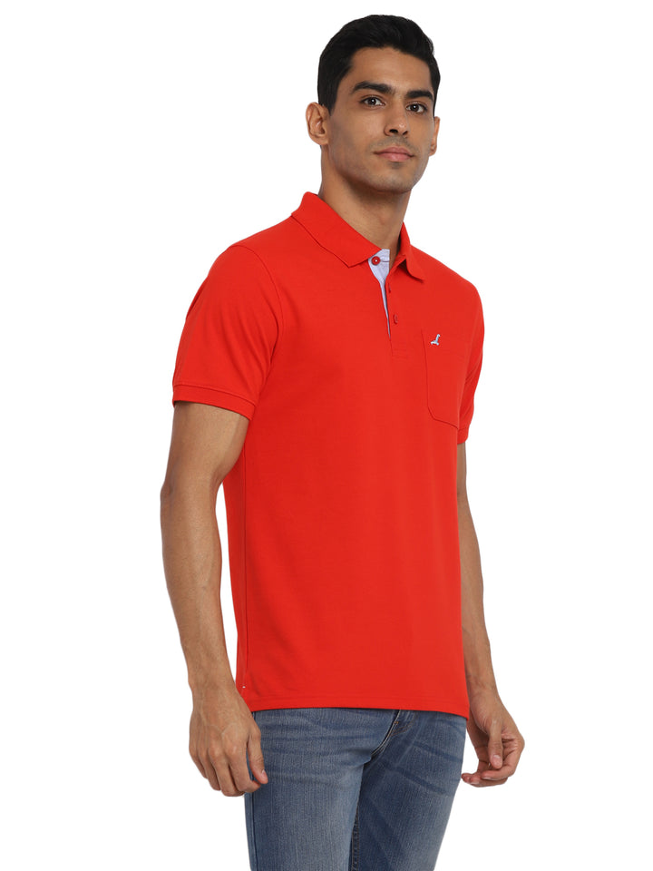 Polo Collar T-Shirt for Men with Pocket - Red