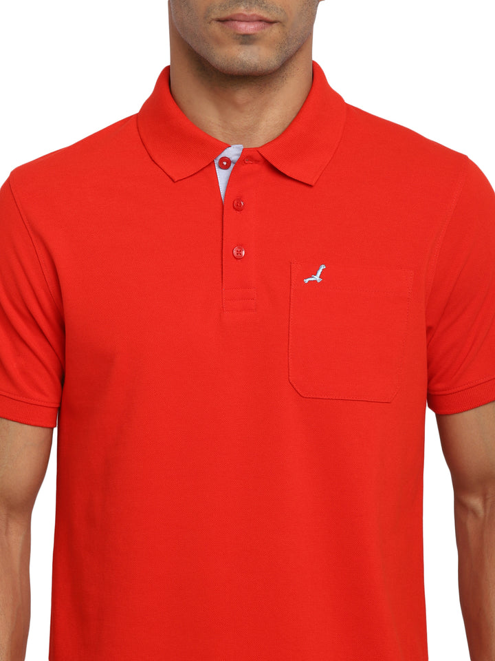 Polo Collar T-Shirt for Men with Pocket - Red