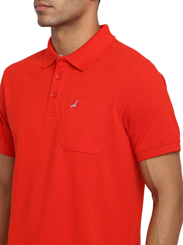 Polo Collar T-Shirt for Men with Pocket - Red