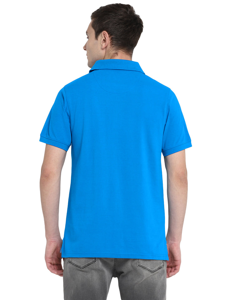 Polo Collar T-Shirt for Men with Pocket - Diva Blue