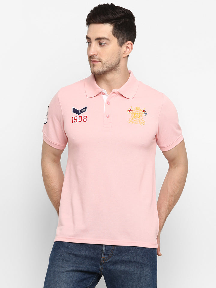 Polo Half Sleeves T-Shirt For Plus Size Men - Pink