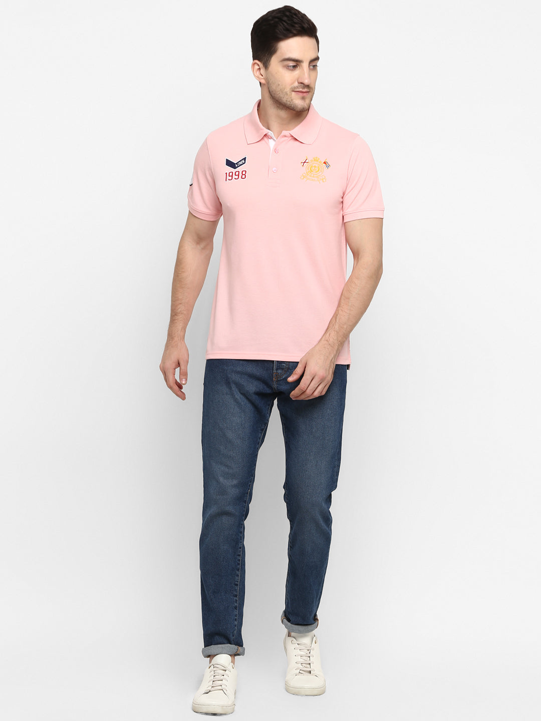 Polo Half Sleeves T-Shirt For Plus Size Men - Pink