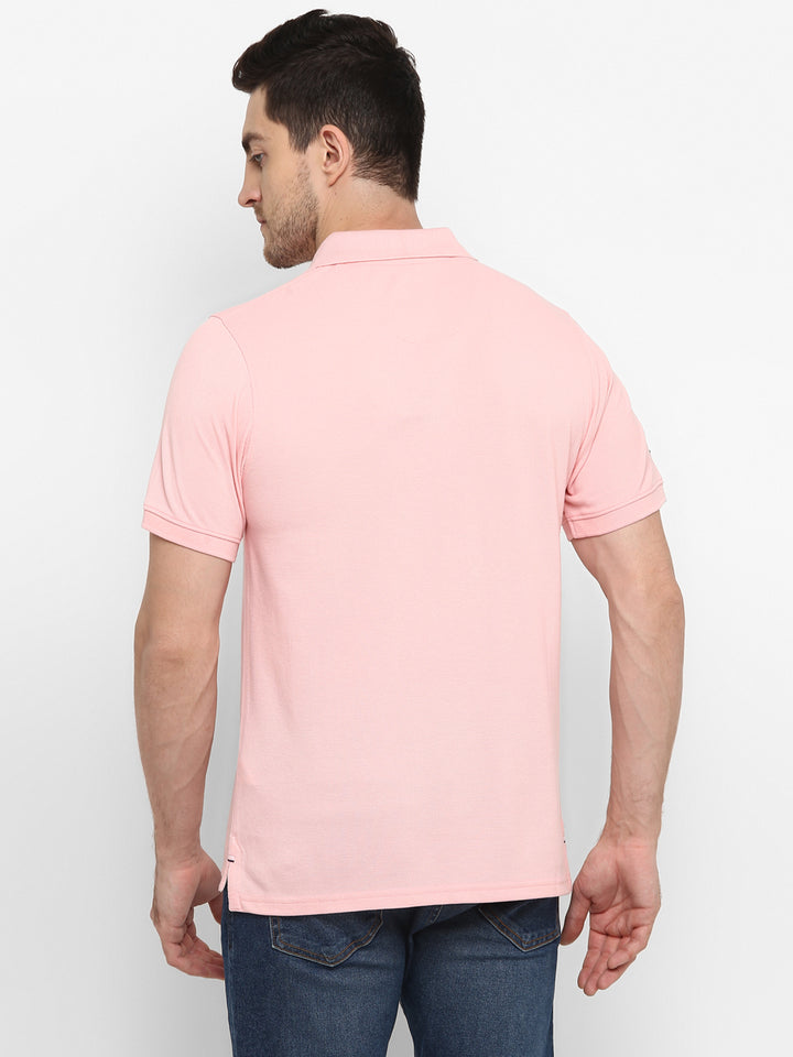 Polo Half Sleeves T-Shirt For Plus Size Men - Pink
