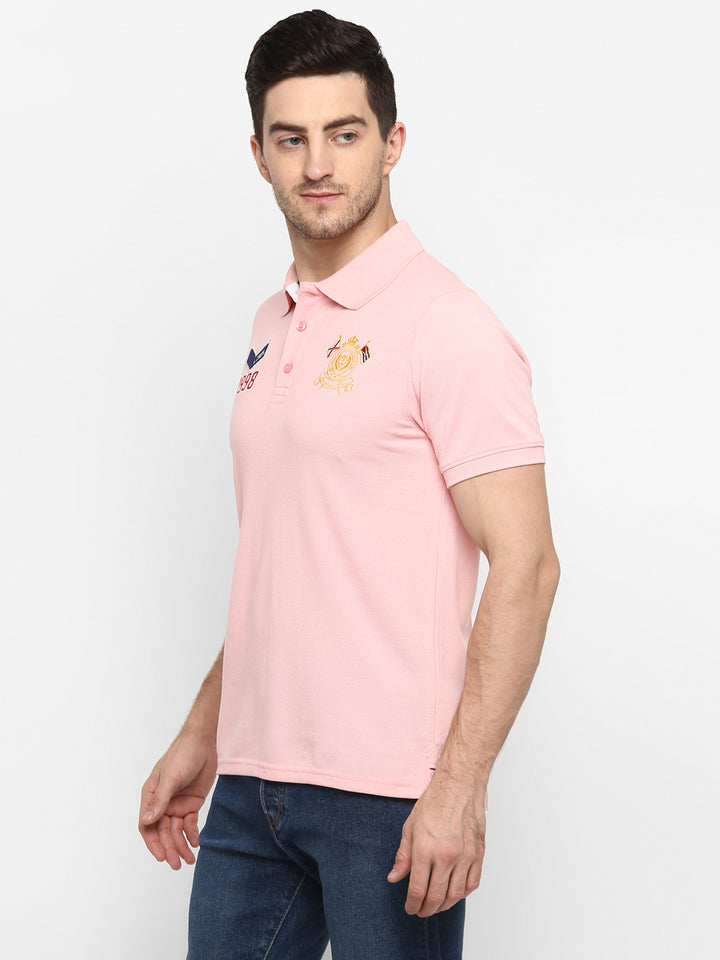 Polo Half Sleeves T-Shirt For Plus Size Men - Pink