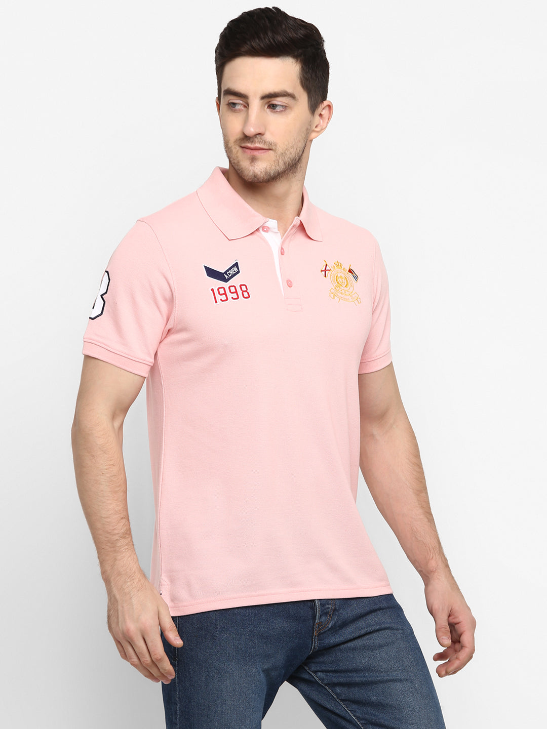 Polo Half Sleeves T-Shirt For Plus Size Men - Pink