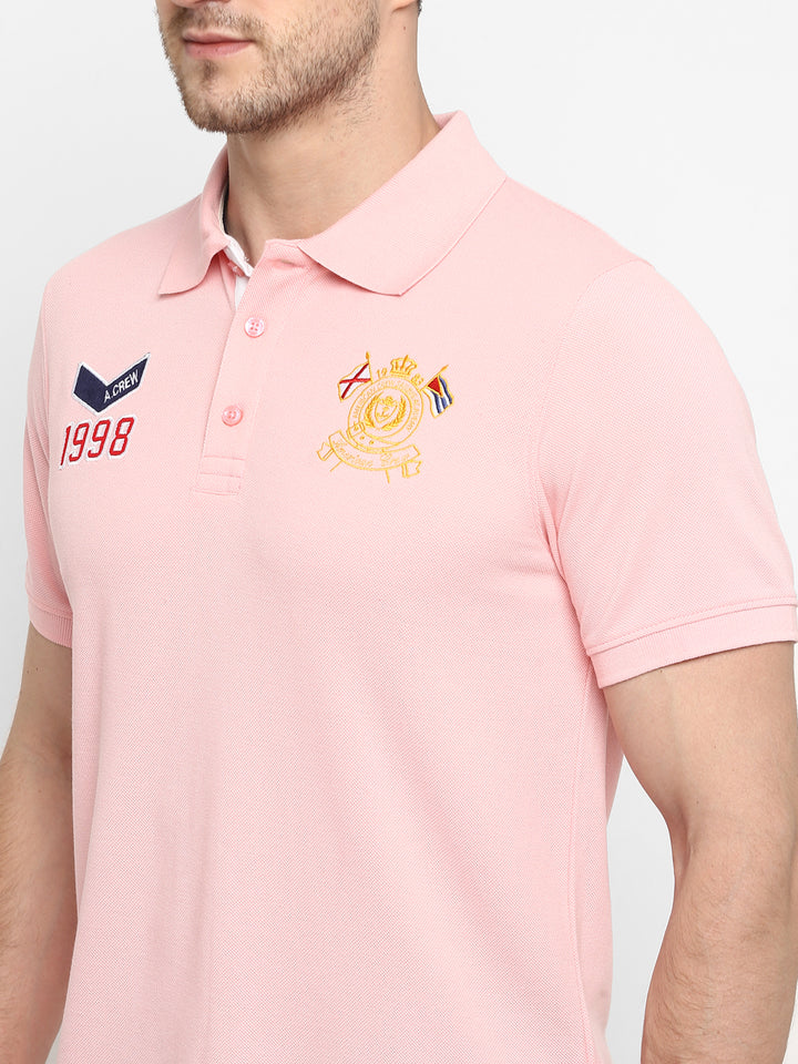 Polo Half Sleeves T-Shirt For Plus Size Men - Pink