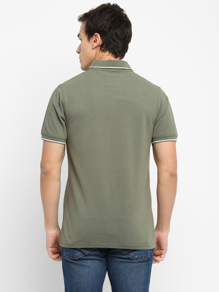 Polo Collar T-Shirt for Men with Pocket - Light Olive
