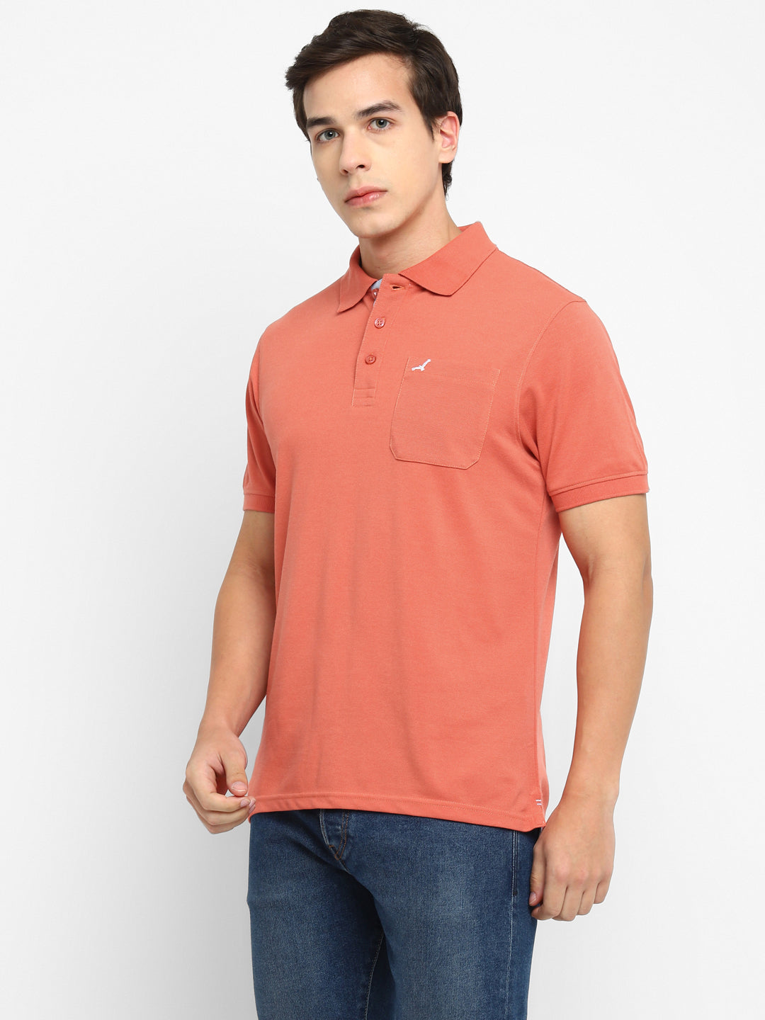 Polo Collar T-Shirt for Men with Pocket - Salmon